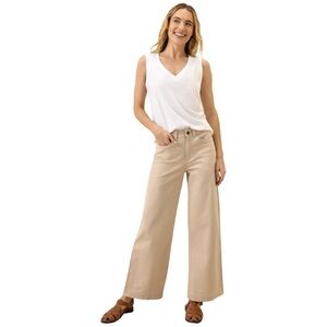 Pact Stretch Twill Denim Wide Leg Pant High Rise Organic Cotton Blend